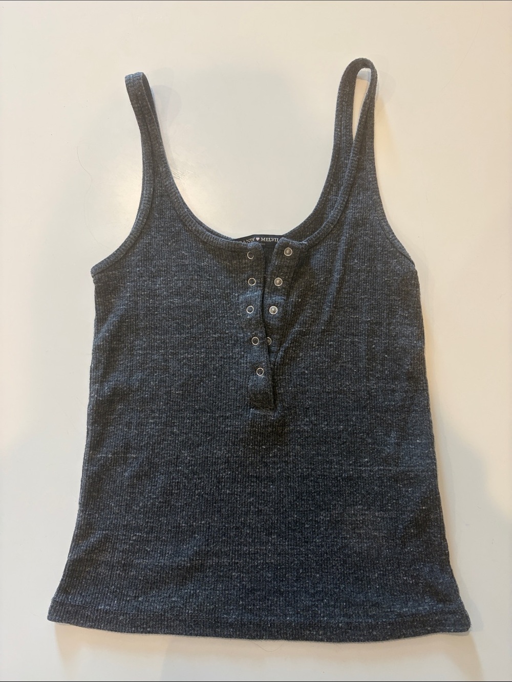 Brandy Melville Charcoal Ribbed Henley Tank